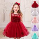 2022 Summer Sequin Big Bow Baby Girl Dress 1st Birthday Party Wedding Dress For Girl Palace Princess