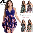 Women Swimsuit Plussize Swimwear Two Pieces Larges Size Swim Suits With Pants Floral Printed