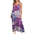 2021 Womens Maxi Dress Hawaiian Tropical  Leaf V Neck Sleeveless Summer Beach Loose Long