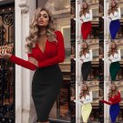 2022 fashion best selling 2XL plus size long v neck sexy bodycon women office dress business outfit