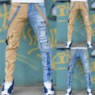 LW new arrival fall men cargo jeans 2021 zipper straight patchwork denim jeans men