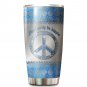 Don't Worry Be Hippie Peace Symbol Diamond Glitter Custom Personalized Gift Tumbler Cup 343T6PLH0091