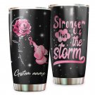 Pink Elephant Rose Custom Name Tumbler Cup For Breast Cancer Survivors And Supporters 1124T2PLH0488