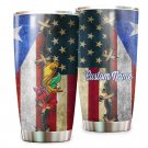 Puerto Rican American Vintage Retro Flag Coqui Frog Custom Name Tumbler Cup 1142T2PTHT0404