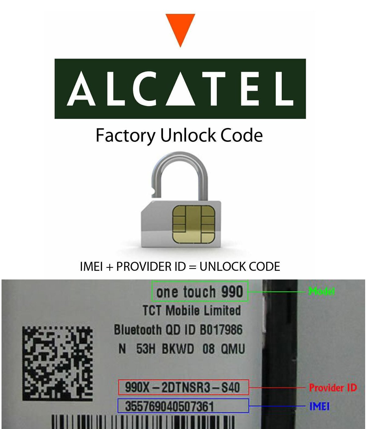 Alcatel unlock code Evolve 5020T 5020N 4037T Fierce 7024N 7024W TMobile MetroPCS