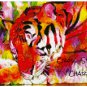 Colorful Tiger Sleeping Fantasy Floral Cross-Stitch Pattern