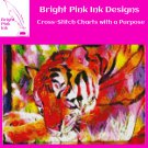 Colorful Tiger Sleeping Fantasy Floral Cross-Stitch Pattern