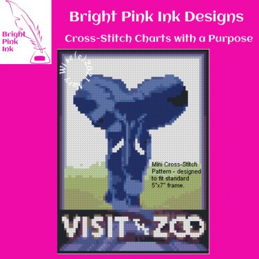 Mini Visit the Zoo Elephant from Vintage Poster Cross-Stich Mini