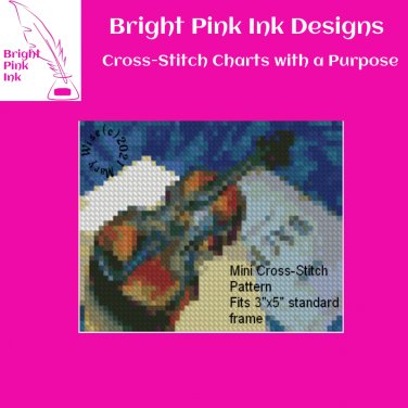 Violin Famous Painting Mini Cross-Stitch Pattern