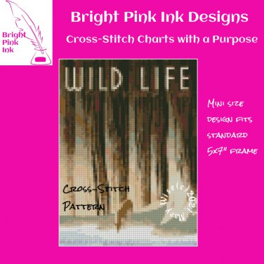 Wildlife Preserve Miniature Cross-Stitch Chart Adapted from Vintage Poster