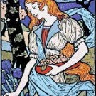 Redhead with Irises Art Deco Cross Stitch Pattern