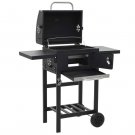 CHARCOAL-FUELED BBQ GRILL WITH BOTTOM SHELF BLACK OUTDOOR (BRANDNEW)