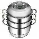 3 TIER STAINLESS STEEL COOKWARE POT SAUCEPOT STEAMER (BRANDNEW)