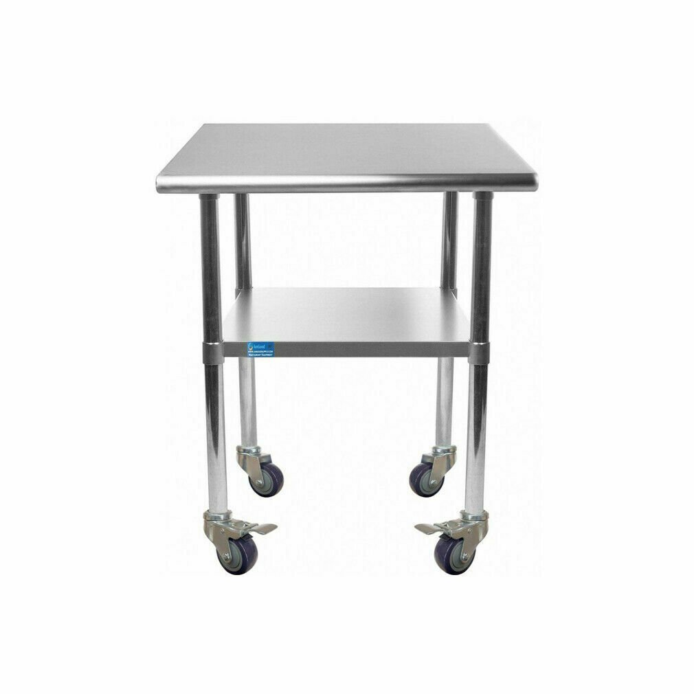 24" x 24" Stainless Steel Work Table w/ Casters Food Prep (BRANDNEW)