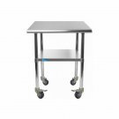 24" x 24" Stainless Steel Work Table w/ Casters Food Prep (BRANDNEW)