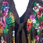 Carole Little Open Sheer Crepe Full Jacket Tropical Print M-L