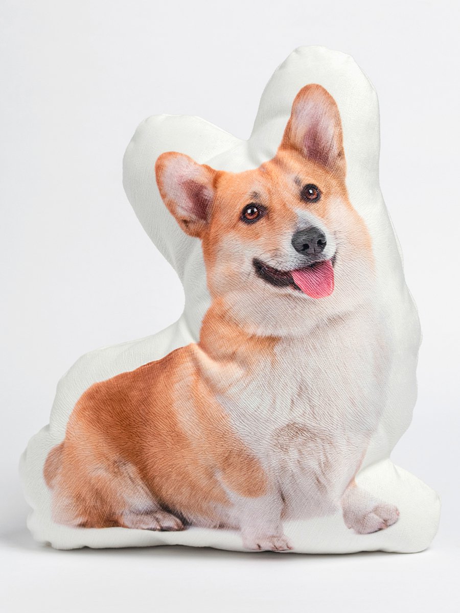 Corgi Dog Shaped Photo Soft Stuffed Decorative Pillow with a zipper