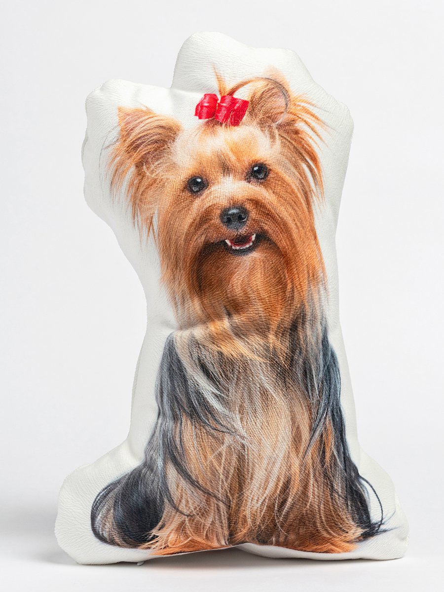 Yorkshire Terrier Dog Shaped Photo Soft Stuffed Decorative Pillow with a zipper