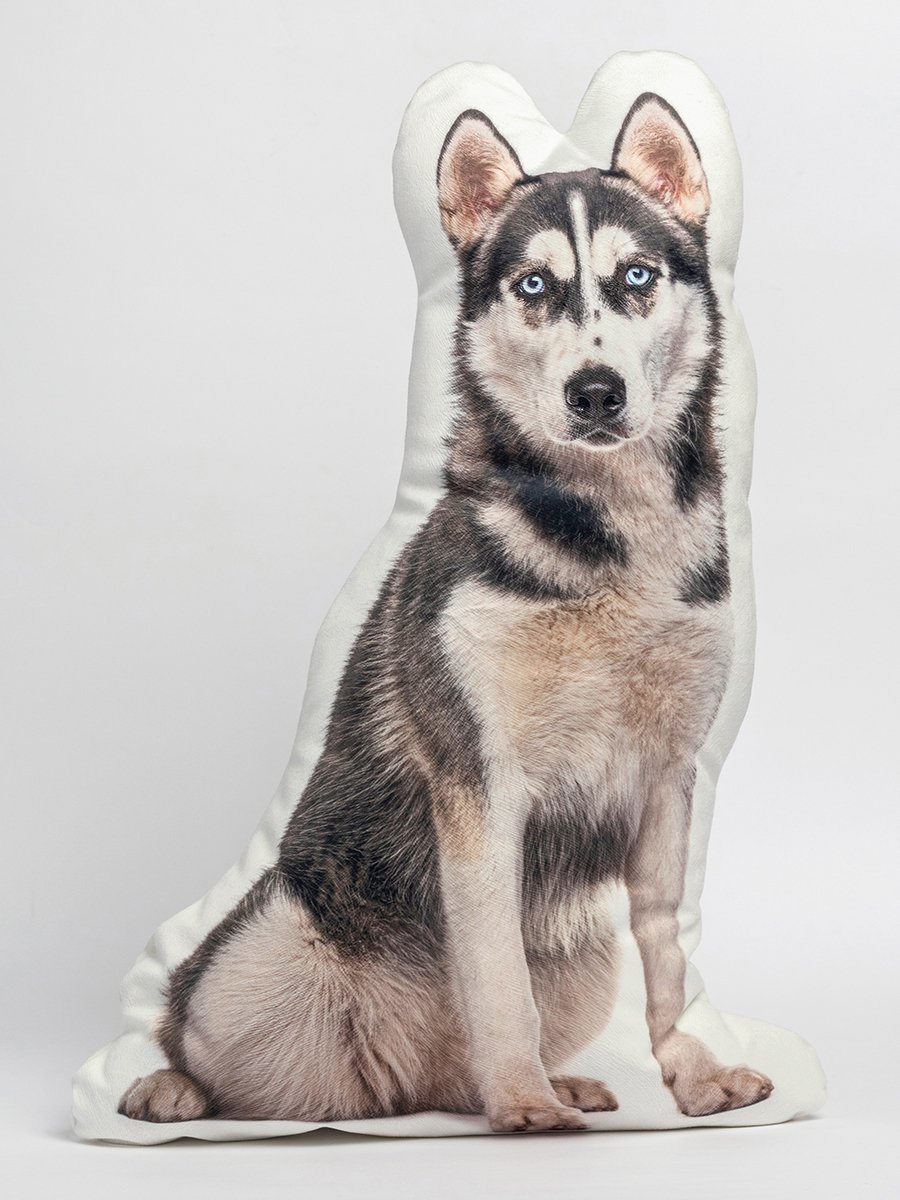 Husky Dog Shaped Photo Soft Stuffed Decorative Pillow with a zipper