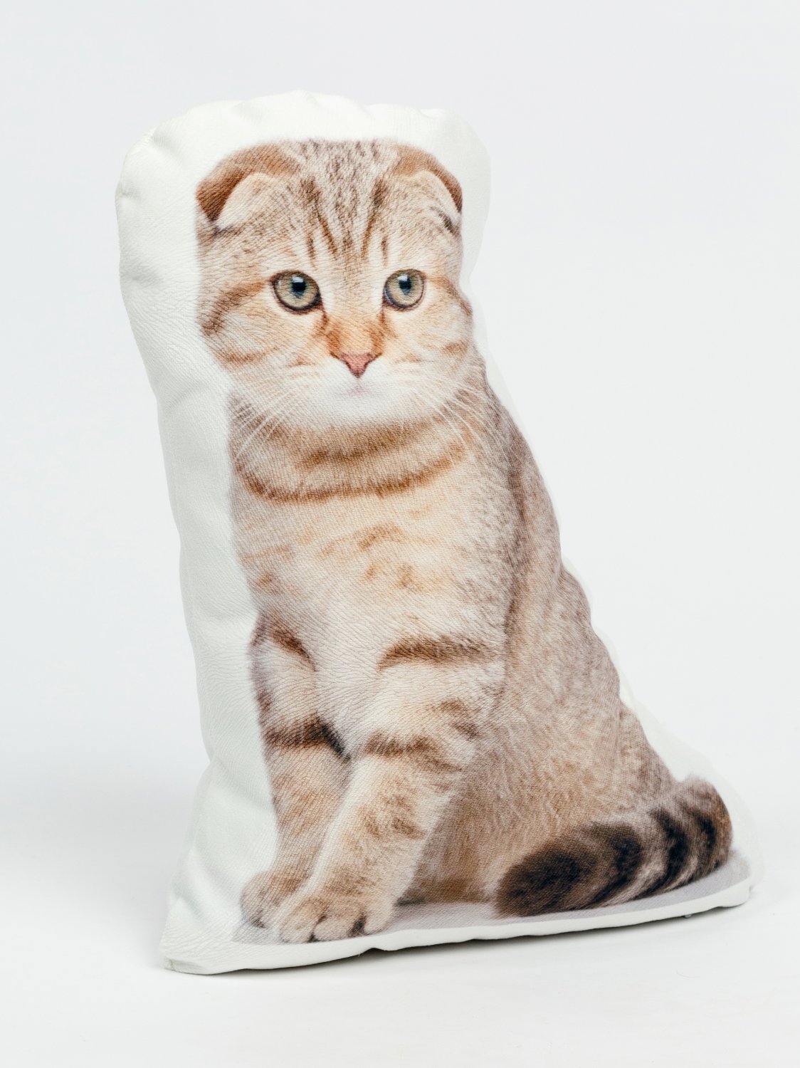 Scottish Fold Cat Shaped Photo Soft Stuffed Decorative Pillow with a zipper