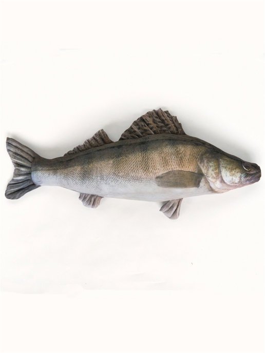 Walleye Fish Shaped Photo Soft Stuffed Decorative Pillow