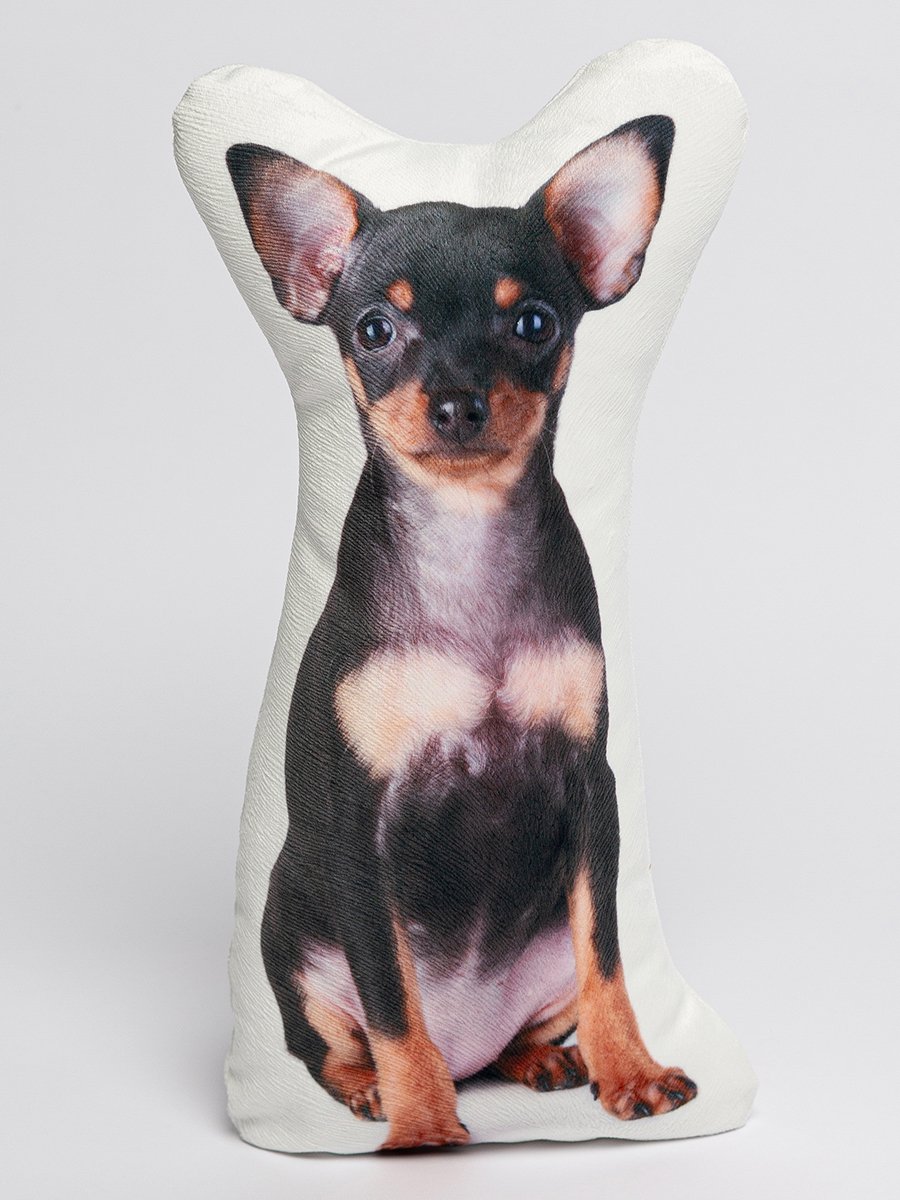 Russian Toy Terrier Dog Shaped Photo Soft Stuffed Decorative Pillow with a zipper