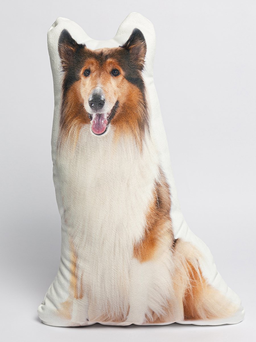 Collie Dog Shaped Photo Soft Stuffed Decorative Pillow with a zipper