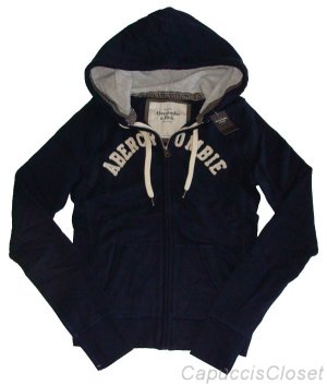 ABERCROMBIE & FITCH WOMENS MELANIE NAVY FLEECE HOODIE ZIP-UP SWEATSHIRT SZ S NWT