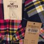 HOLLISTER CALIFORNIA ORANGE COUNTY NAVY PINK PLAID BUTTON DOWN SHIRT L NEW NWT