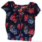 ABERCROMBIE & FITCH LARA NAVY FLORAL SHEER RUFFLE CHIFFON BLOUSE SHIRT TOP M NWT