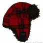 ABERCROMBIE & FITCH MENS RED NAVY BLUE PLAID FAUX FUR TRAPPER HAT NEW NWT $58