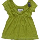 ABERCROMBIE & FITCH WOMENS GREEN LEIGH V-NECK EMPIRE SHIRT TOP S SMALL NEW NWT