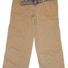 ABERCROMBIE & FITCH WOMENS KHAKI CROPPED CARGO CAPRIS PANTS W/BELT SZ 00 NEW NWT