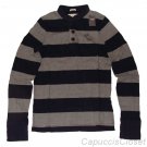 ABERCROMBIE & FITCH BECKHORN TRAIL NAVY GREY STRIPE RUGGED HENLEY SHIRT XL NWT