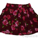 HOLLISTER CALIFORNIA BETTYS RIVER JETTIES BURGUNDY FLORAL MINI SKIRT L LARGE NWT