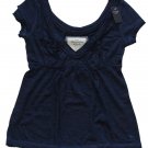 ABERCROMBIE & FITCH WOMENS NAVY LEIGH V-NECK EMPIRE TEE SHIRT TOP XS NEW NWT $54