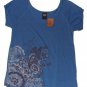 LUCKY BRAND JEANS WOMENS BLUE COTTON MODAL SCOOPNECK BUTTERFLY T-SHIRT TOP M NWT
