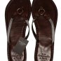 ABERCROMBIE & FITCH GREY GENUINE BROWN LEATHER FLIP FLOPS SANDALS L 9/10 NEW NWT
