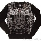 ROAR MENS VITALITY BLACK COTTON EMBROIDERED CREWNECK SWEATER L LARGE NEW NWT $99