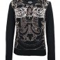 ROAR MENS VITALITY BLACK COTTON EMBROIDERED CREWNECK SWEATER L LARGE NEW NWT $99