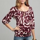 LUCKY BRAND JEANS WOMENS MENA BOHO HIPPIE PRINTED PEASANT SHIRT TOP SZ M NEW NWT