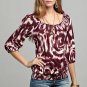 LUCKY BRAND JEANS WOMENS MENA BOHO HIPPIE PRINTED PEASANT SHIRT TOP SZ M NEW NWT