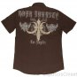 ROAR DYNASTY LOS ANGELES MENS TURNER BUTTON FRONT SHIRT BROWN SZ S SMALL NEW NWT