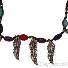 LUCKY BRAND JEANS WOMENS LEATHER SILVER FEATHER STONE NECKLACE NEW NWT $39