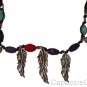 LUCKY BRAND JEANS WOMENS LEATHER SILVER FEATHER STONE NECKLACE NEW NWT $39