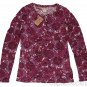 LUCKY BRAND JEANS WOMENS CARLY ROSE PRINT PINK HENLEY TEE SHIRT TOP XL NEW NWT