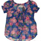 ABERCROMBIE & FITCH LEANNE FLORAL SHEER RUFFLE CHIFFON BLOUSE SHIRT TOP SZ S NWT