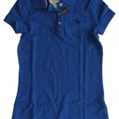 ABERCROMBIE & FITCH WOMENS CHRISTINE BLUE STRETCH PIQUE POLO SHIRT TOP SZ XS NWT
