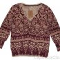 LUCKY BRAND JEANS WOMENS BATIK V-NECK COTTON CARDIGAN SWEATER TOP SZ S NEW NWT