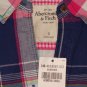 ABERCROMBIE & FITCH WOMENS CAMI NAVY PLAID BUTTON DOWN OXFORD SHIRT TOP SZ S NWT